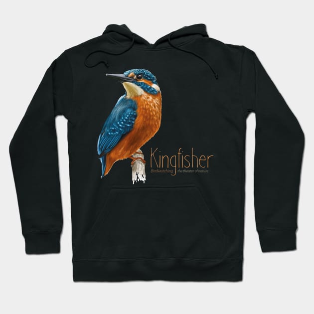 Kingfisher bird - Wildlife observation - birs illustration Hoodie by OutfittersAve